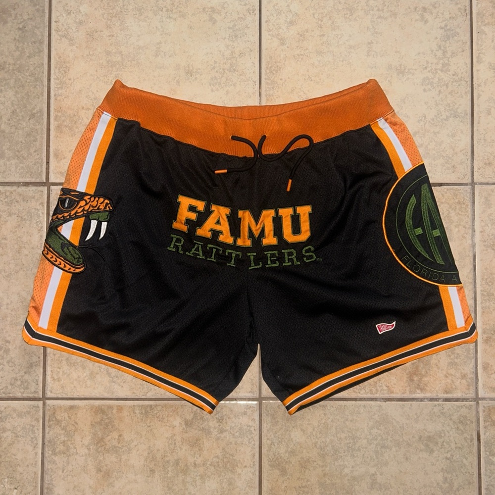 Rare Y2K FAMU Rattlers Black Embroidered Shorts Size 3XL